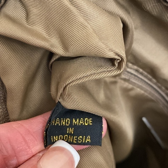 The Sak Double Handle Crochet Purse hand bag shoulder bag beige zipper top small - Picture 11 of 16